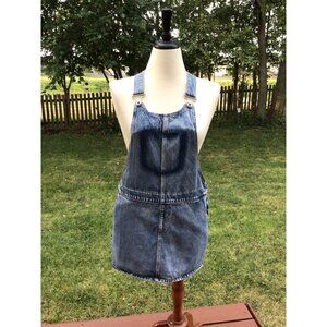 Denim Overall Dress Size M Premium Cotton Tencel Blend With Pockets Distressed
